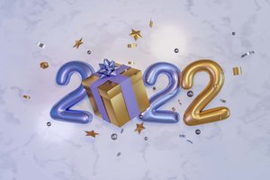 Обои на рабочий стол: 2022, бантик, дата, звездочки, золотые, коробка, надувные, новый 2022 год, новый год, подарок, праздник, сиреневые, сиреневый фон, сюрприз, цифры