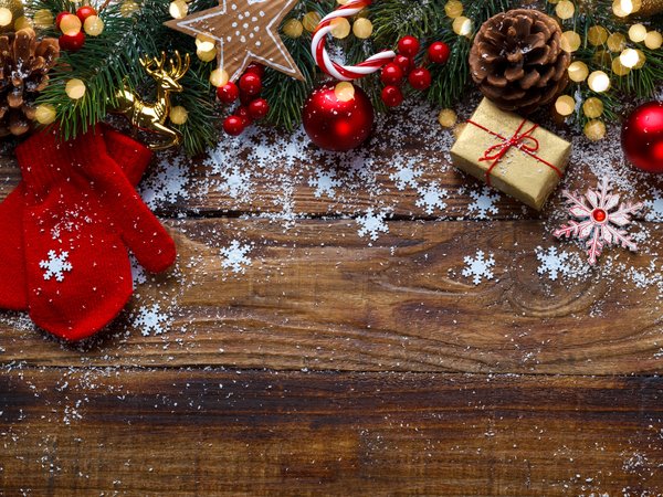christmas, decoration, fir tree, gift, happy, merry, new year, snow, wood, ветки ели, новый год, подарки, рождество, снег
