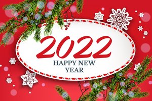 Обои на рабочий стол: 2022, new year, ветки, елка, новый год, снежинки, фон, цифры