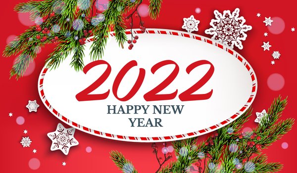 Обои на рабочий стол: 2022, new year, ветки, елка, новый год, снежинки, фон, цифры