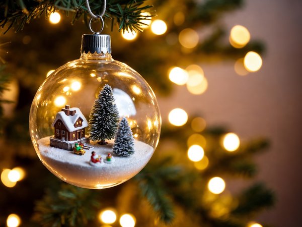 bokeh, christmas, decoration, glass ball, tree, елка, игрушка, новый год, рождество, стеклянный шар, украшения