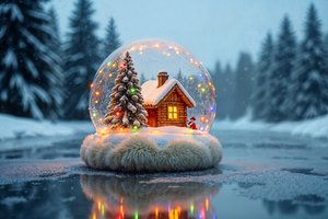 Обои на рабочий стол: christmas, decoration, glass ball, snow, tree, winter, елка, игрушка, новый год, рождество, снег, стеклянный шар, украшения