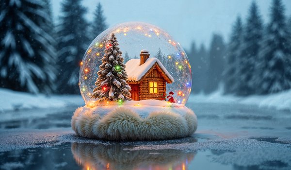 Обои на рабочий стол: christmas, decoration, glass ball, snow, tree, winter, елка, игрушка, новый год, рождество, снег, стеклянный шар, украшения