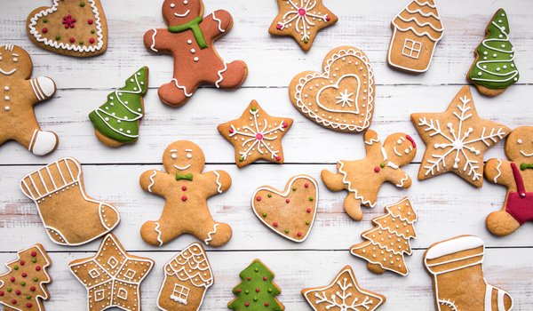 Обои на рабочий стол: christmas, cookies, decoration, merry, new year, новый год, печенье, рождество, украшения