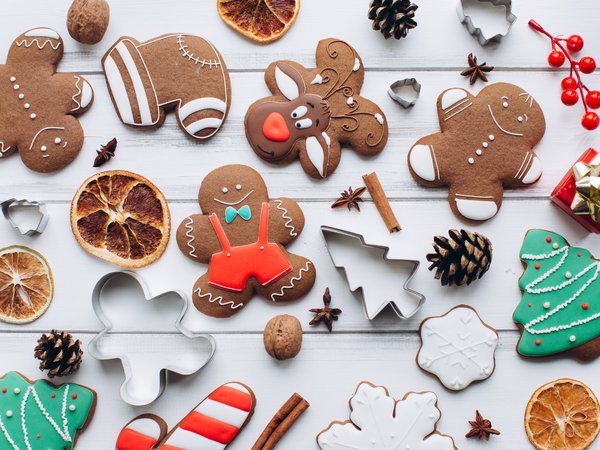 christmas, cookies, decoration, gingerbread, merry, new year, wood, новый год, печенье, пряники, рождество, украшения