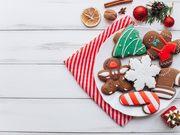 christmas, cookies, decoration, gingerbread, merry, new year, wood, новый год, печенье, пряники, рождество, украшения