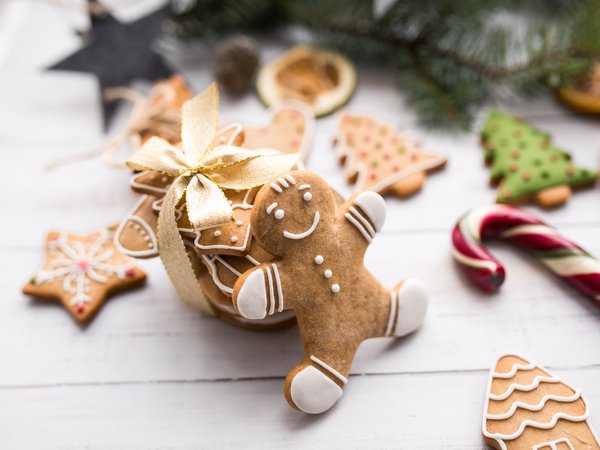 christmas, cookies, decoration, fir tree, merry, new year, wood, ветки ели, новый год, печенье, рождество, украшения