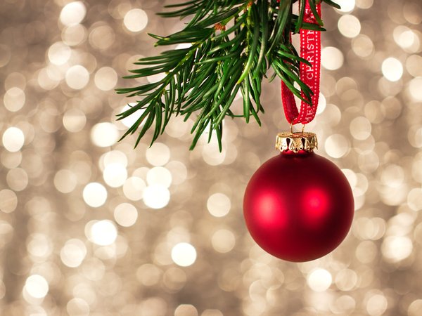 ball, bokeh, christmas, decoration, fir tree, merry, new year, елка, новый год, рождество, украшения, шар
