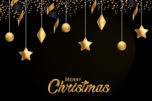 Обои на рабочий стол: background, black, christmas, decoration, golden, merry, new year, Xmas, золото, новый год, рождество, украшения, черный фон