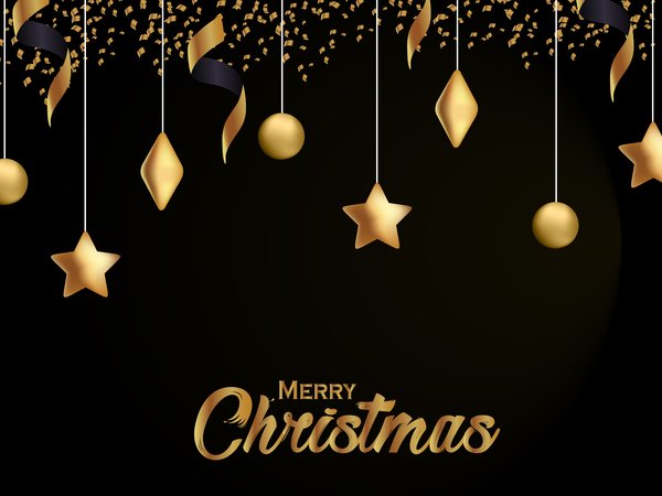 background, black, christmas, decoration, golden, merry, new year, Xmas, золото, новый год, рождество, украшения, черный фон