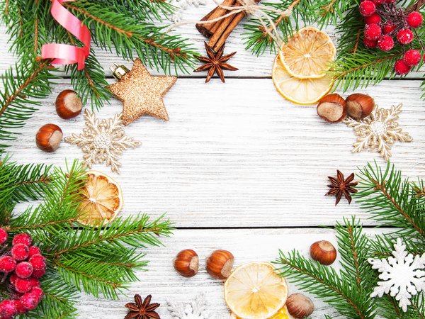 christmas, decoration, fir tree, merry, wood, ветки ели, новый год, рождество, украшения