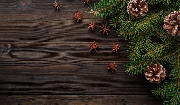 Обои на рабочий стол: christmas, decoration, fir tree, merry, new year, wood, Xmas, ветки ели, новый год, рождество, украшения