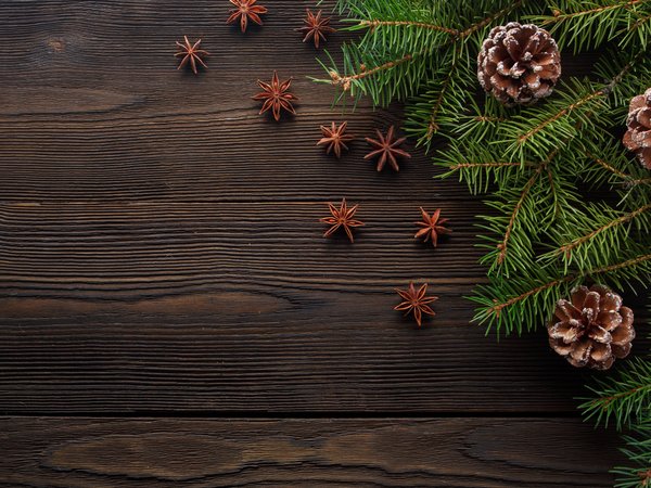 christmas, decoration, fir tree, merry, new year, wood, Xmas, ветки ели, новый год, рождество, украшения