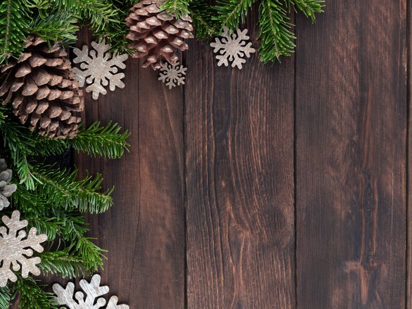 christmas, decoration, fir tree, merry, new year, wood, ветки ели, новый год, рождество, украшения