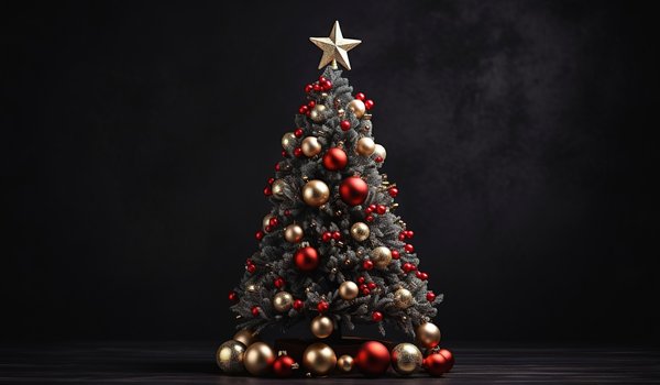 Обои на рабочий стол: christmas, decoration, happy, merry, new year, tree, елка, новый год, рождество, украшения, шары