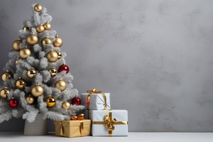Обои на рабочий стол: balls, christmas, decoration, gift boxes, happy, merry, new year, tree, елка, новый год, подарки, рождество, украшения, шары