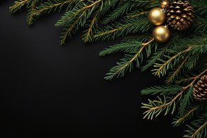 Обои на рабочий стол: background, balls, black, christmas, decoration, fir branches, golden, happy, luxury, merry, new year, ветки ели, новый год, рождество, темный фон, украшения, шары