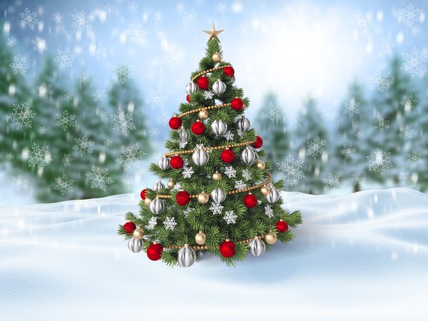 christmas, design by Marika, happy, merry, new year, snow, snowflakes, tree, winter, елка, зима, новый год, рождество, снег, снежинки