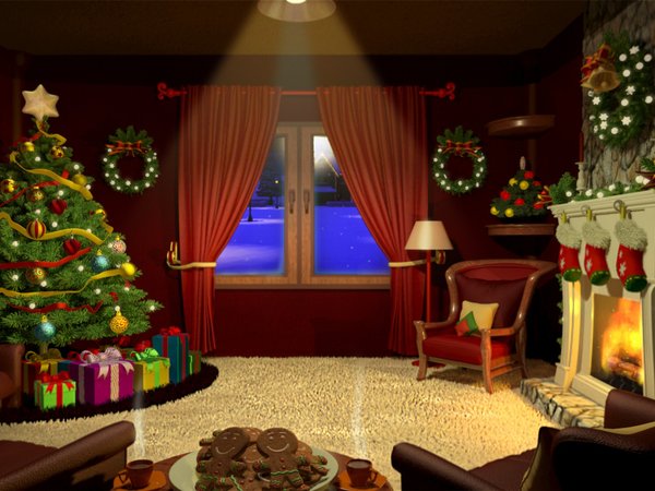 merry christmas, Ziv Tsadik, арт, елка, комната, настроение, новый год, ночь, подарки