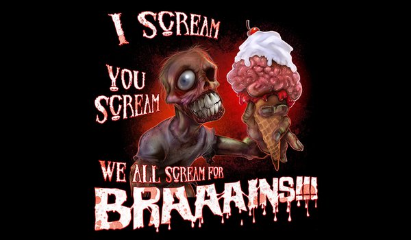Обои на рабочий стол: зомби, мозги, мороженое