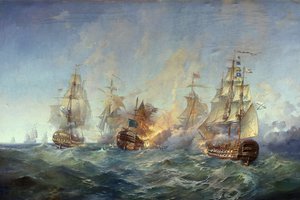 Обои на рабочий стол: блинков, картина, сражение у острова тендра 28-29 августа 1790 г