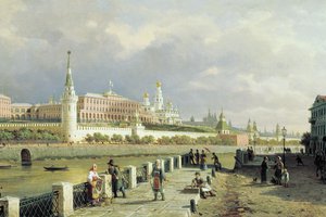Обои на рабочий стол: верещагин, вид московского кремля, картина