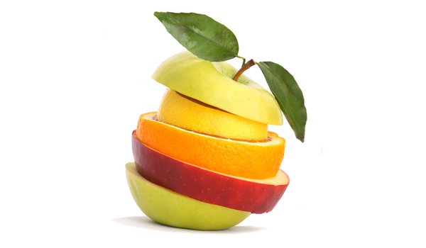 Обои на рабочий стол: апельсин, нарезка, обои, фрукты, цвета, яблоко