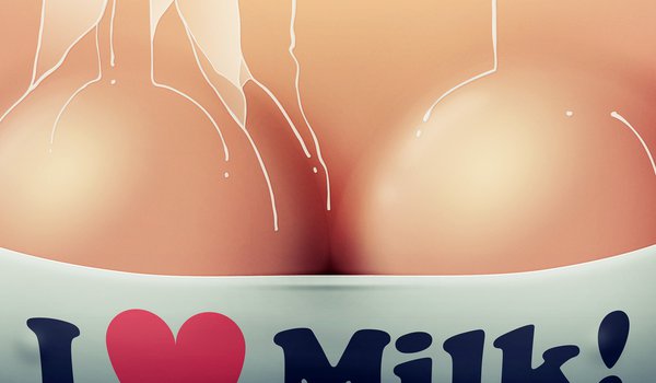 Обои на рабочий стол: i ♥ milk, грудь, молоко