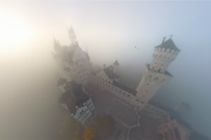 Обои на рабочий стол: schloß neuschwanstein, замок, нойшванштайн, туман