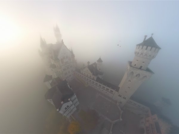 schloß neuschwanstein, замок, нойшванштайн, туман