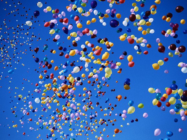 воздушные шары, небо, разноцветные, шарики