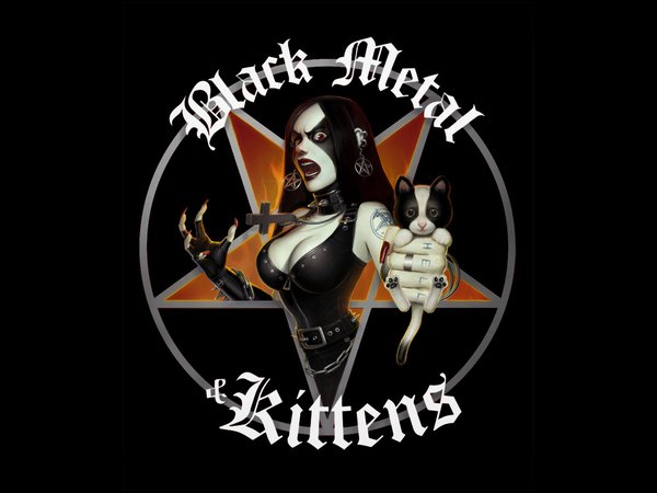 Black metal and kittens, гот, девушка, котенок, тату