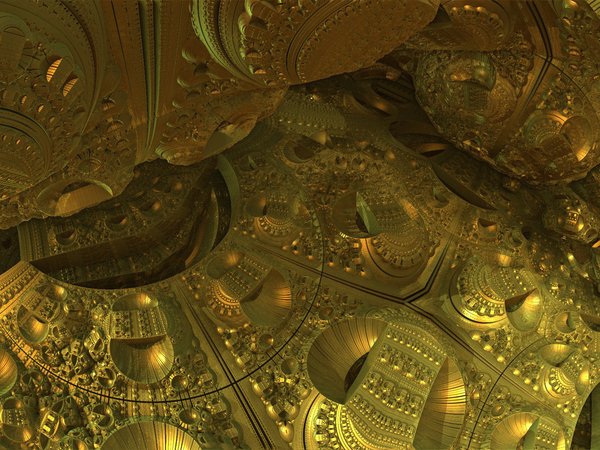 3D fractal, артефакт, золото, конструкция, ретро, сокровище