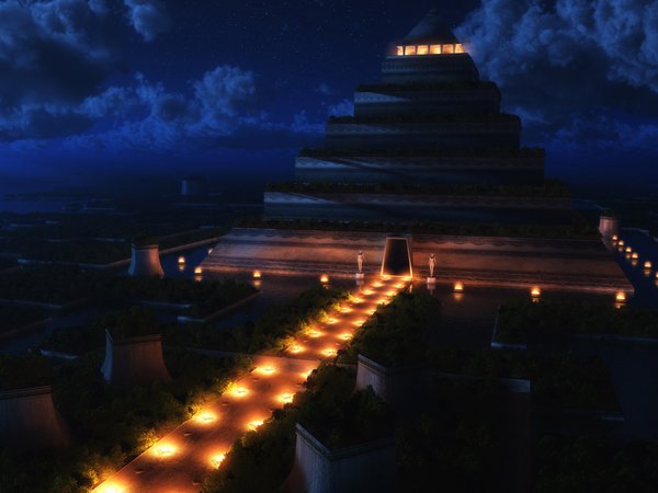 ночь, пирамида, храм
