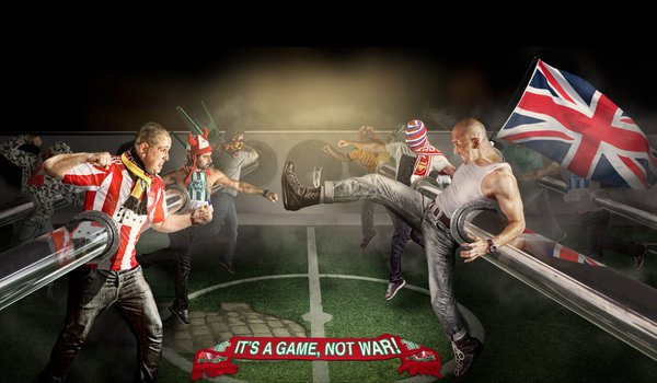 Обои на рабочий стол: football, It's a game-not war, драка, фанаты, флаги, фон, футбол, Это игра-а не война