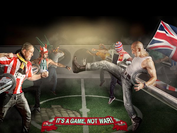 football, It's a game-not war, драка, фанаты, флаги, фон, футбол, Это игра-а не война