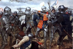 Обои на рабочий стол: 30 декабря 1460 года, Battle of Wakefield, битва при Уэйкфилде, доспехи, Западный Йоркшир, ключевая битва войны Алой и Белой розы, кольчуги, копья, мечи, рисунок, рыцари