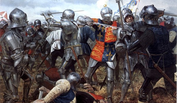 Обои на рабочий стол: 30 декабря 1460 года, Battle of Wakefield, битва при Уэйкфилде, доспехи, Западный Йоркшир, ключевая битва войны Алой и Белой розы, кольчуги, копья, мечи, рисунок, рыцари