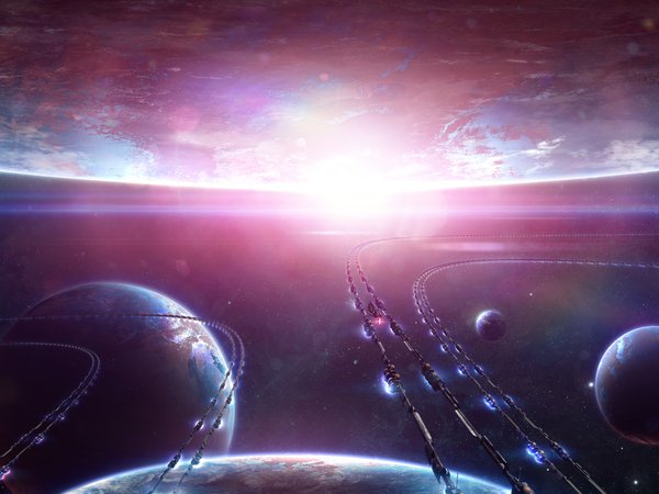 Alienphysique, Katherl Hannes, арт, звезда, корабли, космос, планеты, транспорт