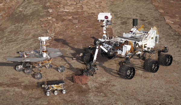 Обои на рабочий стол: Curiosity, Mars Pathfinder, Spirit and Opportunity, Марсоходы