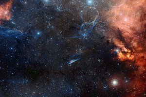 Обои на рабочий стол: NGC 2736, Pencil Nebula, звезды, карандаш, созвездие Парусов, туманность