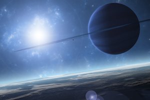 Обои на рабочий стол: atmosphere, blue, light, planet, Sci Fi, space