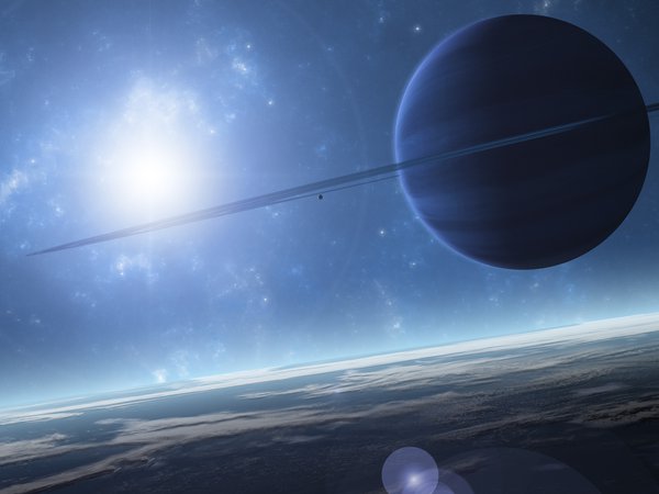 atmosphere, blue, light, planet, Sci Fi, space