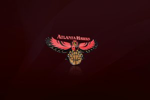 Обои на рабочий стол: Atlanta Hawks, nba, баскетбол, красный, логотип, мяч, фон, Ястребы