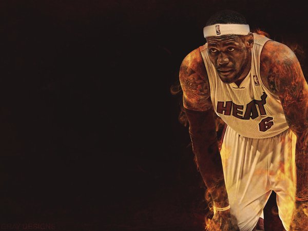 lebron james, Miami Heat, nba, баскетбол, игрок, огонь
