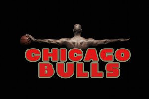 Обои на рабочий стол: chicago bulls, nba, баскетбол, красный, мяч, название, фон, черный, Чикаго Буллз