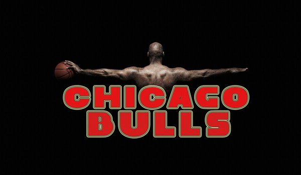 Обои на рабочий стол: chicago bulls, nba, баскетбол, красный, мяч, название, фон, черный, Чикаго Буллз