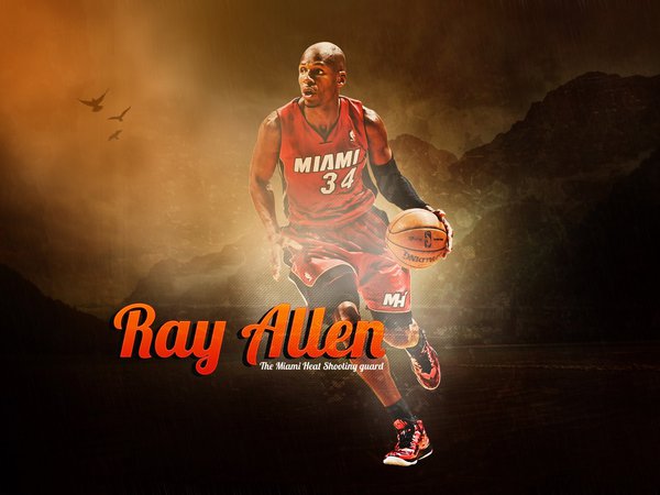 Miami Heat, nba, Ray Allen, баскетбол, игрок, мяч, спорт, фон