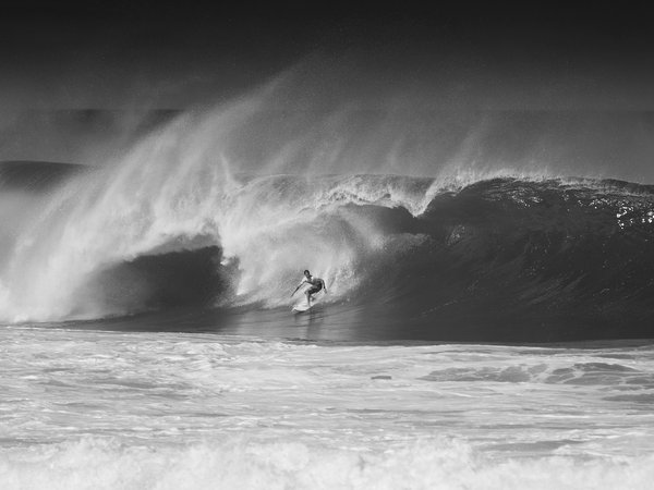 cерфигист, hawaii, North Shore, Oahu, волна, океан, чёрно-белое фото