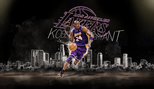 Обои на рабочий стол: Kobe Bryant, Lakers, los angeles, nba, баскетбол, игрок, Коби Брайант, Лейкерс, Лос анджелес, мяч